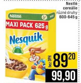 Nesquik Nestlé cereálie různé druhy 600-645 g 