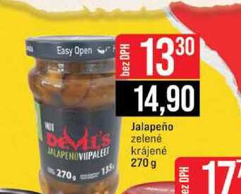 Jalapeño zelené krájené 270g