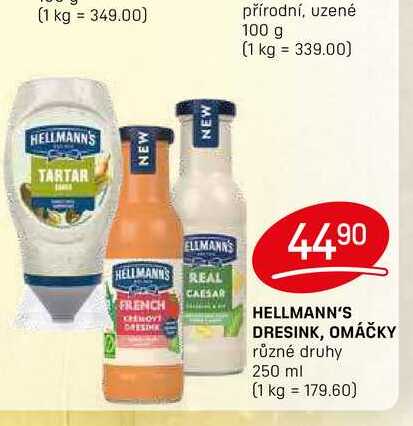 HELLMANN'S DRESINK, OMÁČKY různé druhy 250 ml 