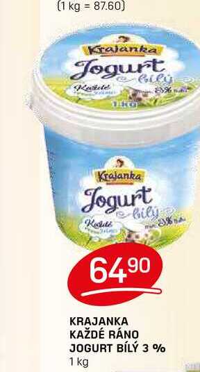 KRAJANKA KAŽDÉ RÁNO JOGURT BÍLÝ 3 % 1 kg 