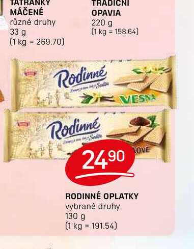 VESNA RODINNÉ OPLATKY vybrané druhy 130 g 
