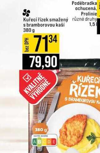 Kuřecí řízek smažený různé druhy s bramborovou kaši 380 g
