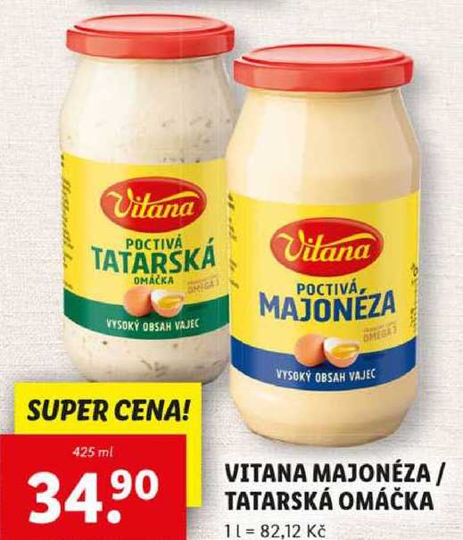 VITANA MAJONÉZA/TATARSKÁ OMÁČKA, 425 ml