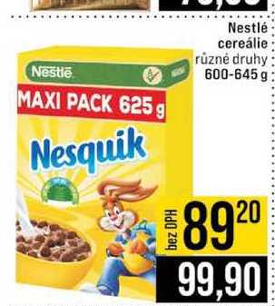 Nesquik Nestlé cereálie různé druhy 600-645 g 