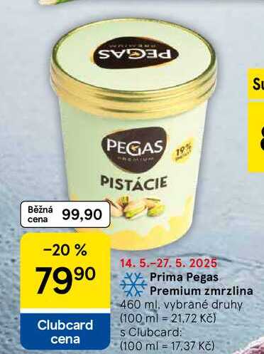 Prima Pegas Premium zmrzlina, 460 ml, vybrané druhy 