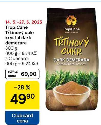 TropiCane Třtinový cukr krystal dark demerara, 800 g  