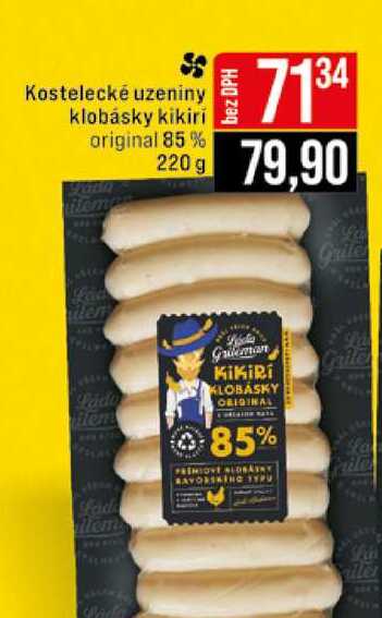 Kostelecké uzeniny klobásky kikiri original 85% 220 g 