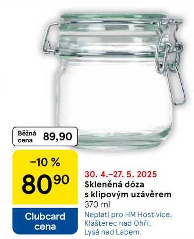 Skleněná dóza s klipovým uzávěrem, 370 ml 