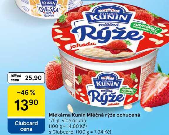 Mlékárna Kunín Mléčná rýže ochucená, 175 g, více druhů 