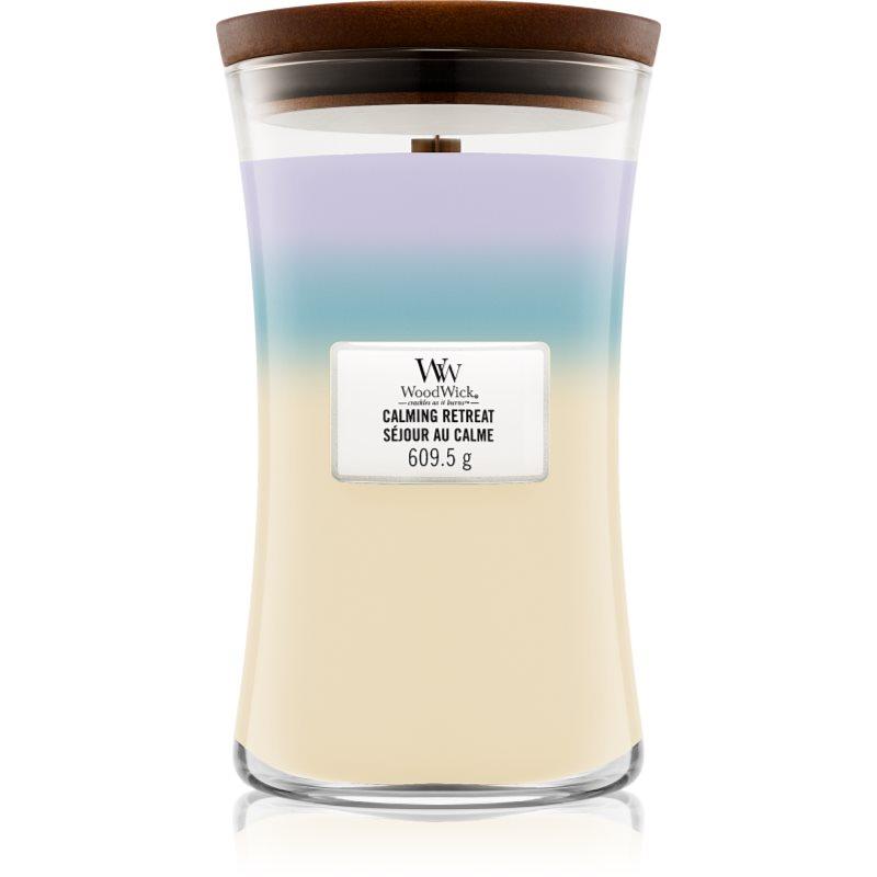 Woodwick Trilogy Calming Retreat vonná svíčka s dřevěným knotem 609.5 g