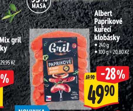   Albert Paprikové kuřecí klobásky 240g  
