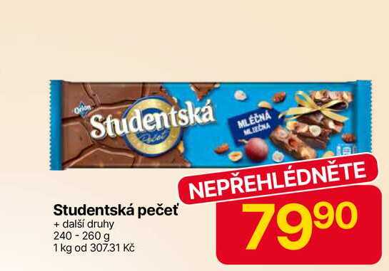 Orion Studentská pečeť čokoláda 260g, různé druhy