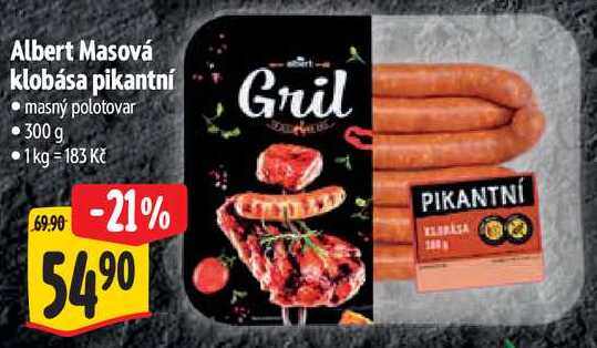 Albert Masová klobása pikantní, 300 g