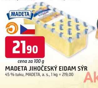 MADETA JIHOČESKÝ EIDAM SÝR 45% tuku, 100g