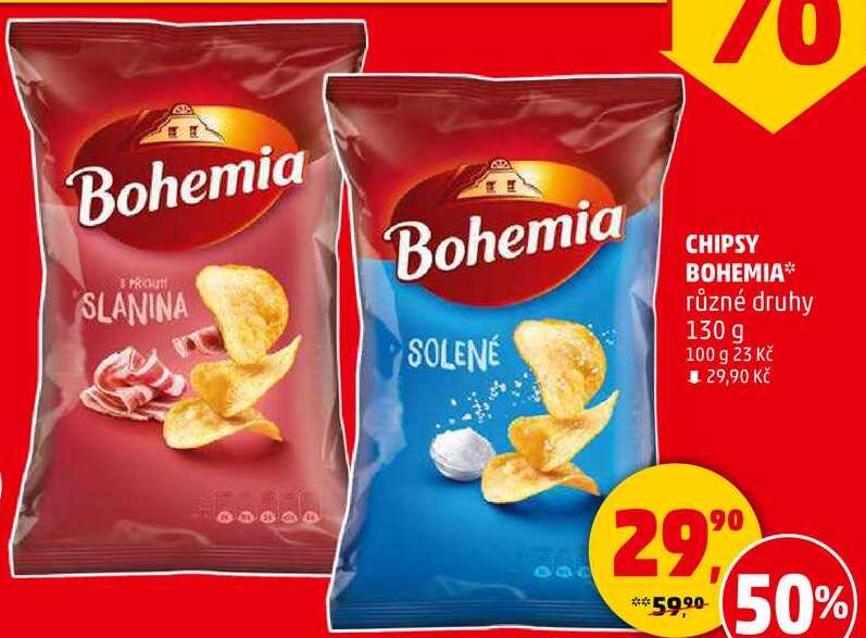 CHIPSY BOHEMIA různé druhy, 130 g 