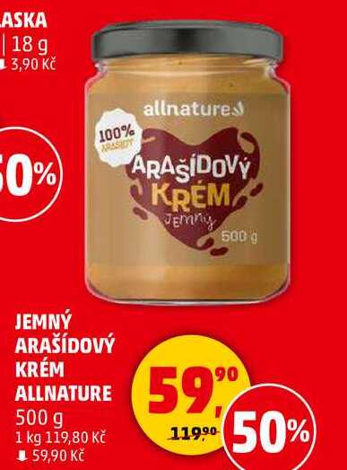 JEMNÝ ARAŠÍDOVÝ KRÉM ALLNATURE, 500 g 