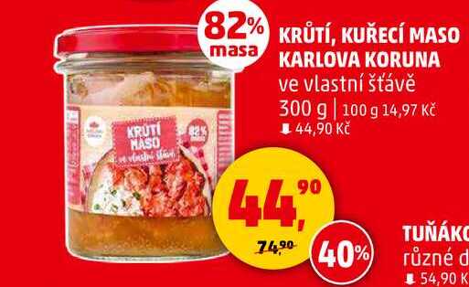 KRŮTÍ, KUŘECÍ MASO KARLOVA KORUNA ve vlastní šťávě, 300 g  