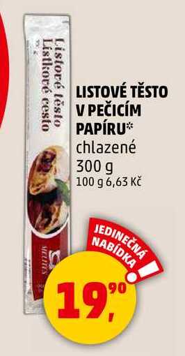 LISTOVÉ TĚSTO V PEČICÍM PAPÍRU chlazené, 300 g 