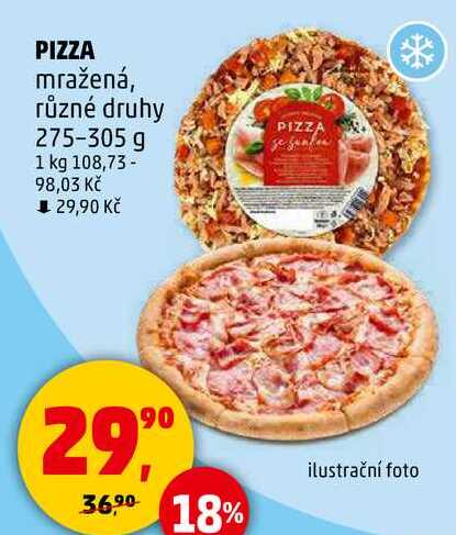 PIZZA mražená, různé druhy, 275-305 g 