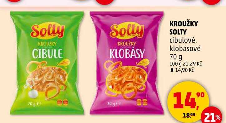 KROUŽKY SOLTY cibulové, klobásové, 70 g 