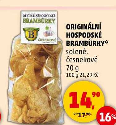 ORIGINÁLNÍ HOSPODSKÉ BRAMBŮRKY solené, česnekové, 70 g 