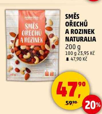 SMĚS OŘECHŮ A ROZINEK NATURALIA, 200 g 