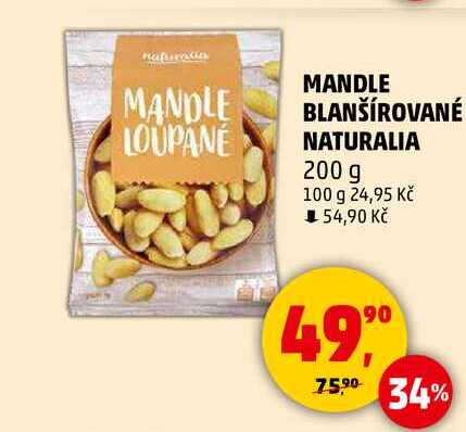 MANDLE BLANŠÍROVANÉ NATURALIA, 200 g 