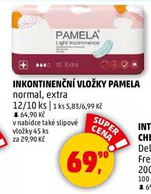 INKONTINENČNÍ VLOŽKY PAMELA normal, extra, 12/10 ks  
