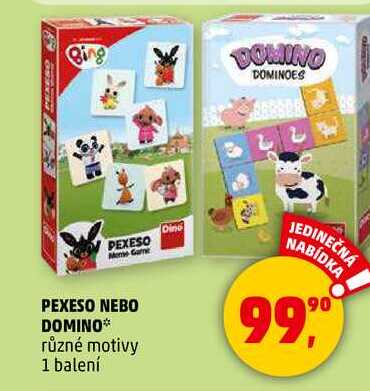 PEXESO NEBO DOMINO různé motivy, 1 balení 