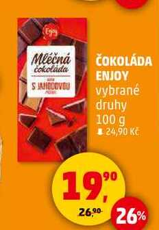 ČOKOLÁDA ENJOY vybrané druhy, 100 g  