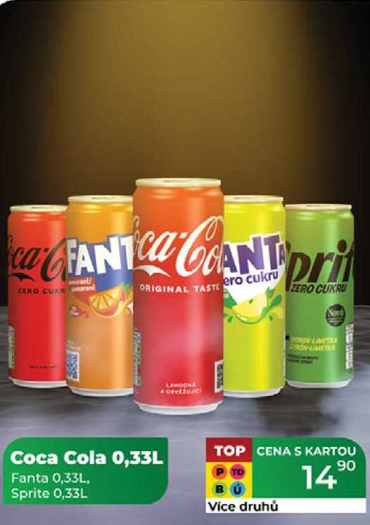 Coca Cola 0,33L Fanta 0,33L, Sprite 0,33L 155706 DEAD ISEMEN TOP CENAS KARTOU Více druhů 14 90 