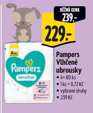 Pampers Vlhčené ubrousky, 4x 80 ks 