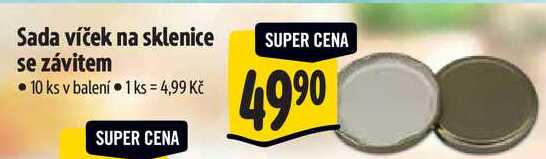 Sada víček na sklenice se závitem, 10 ks 