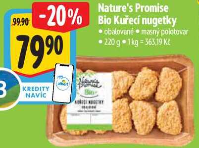 Nature's Promise Bio Kuřecí nugetky, 220 g