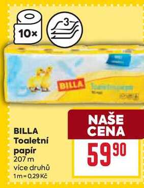 BILLA Toaletní papír 207 m