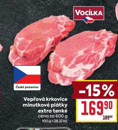 Vepřová krkovice minutkové plátky extra tenké cena za 600 g 