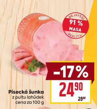 Písecká šunka z pultu lahůdek cena za 100 g