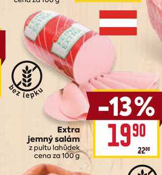 Extra jemný salám z pultu lahůdek cena za 100 g 