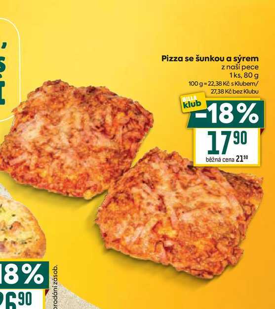 Pizza se šunkou a sýrem z naší pece 1ks, 80 g 