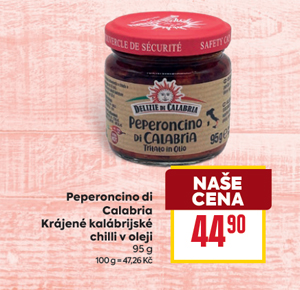 Peperoncino di Calabria Krájené kalábrijské chilli v oleji 95 g 