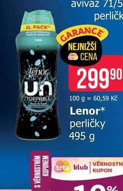Lenor Unstoppables Vonné Perličky 495g, vybrané druhy