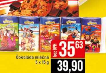 Čokoláda mléčná 5x15 g 