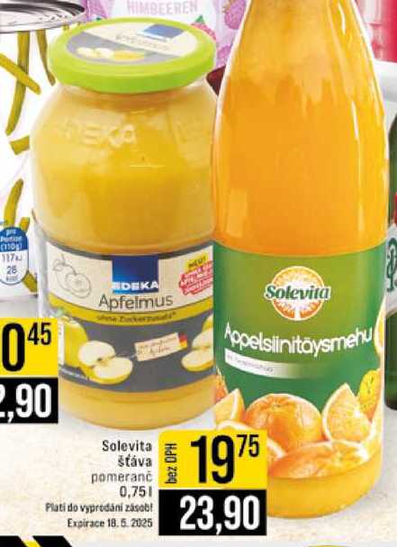 Solevita Apfelmus Solevita šťáva pomeranč 0,75l