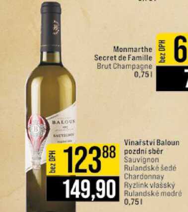 Vinarstvi Baloun pozdní sběr Sauvignon Rulandské šedé Chardonnay Ryzlink vlašský Rulandské modré 0,75l