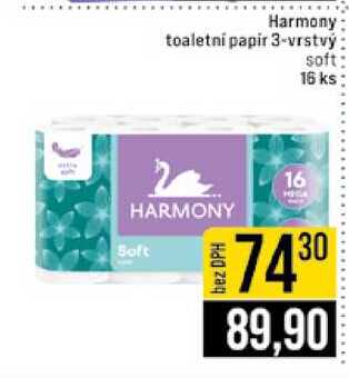 Harmony toaletni papir 3-vrstvý soft 16 ks 