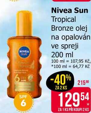 Nivea Sun Tropical Bronze olej na opalován ve spreji 200 ml 