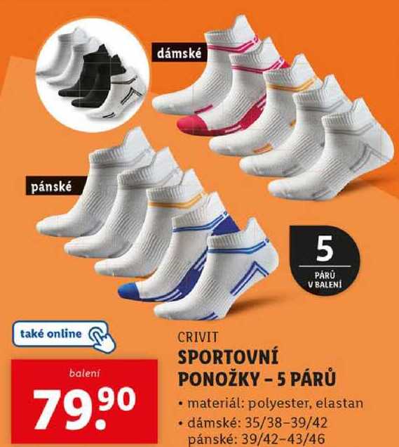 SPORTOVNÍ PONOŽKY - 5 PÁRŮ
