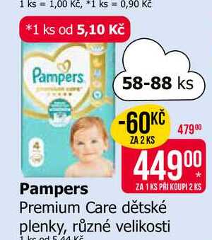 Pampers Premium Care dětské plenky, různé velikosti 