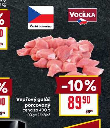 Vepřový guláš porcovaný cena za 400 g 