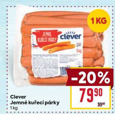Clever Jemné kuřecí párky 1 kg 
